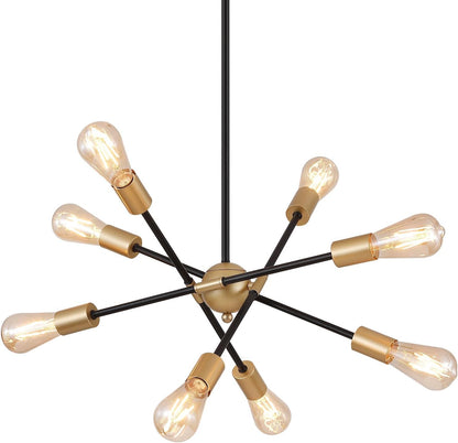 8 Lights Dining Room Light Fixtures Modern Sputnik Chandelier Black