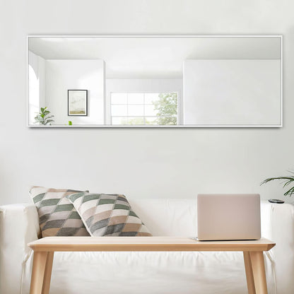 KIAYACI Arched Floor Mirror Wood Frame Wall Mounted Mirror Distressed Style Wide Frame Dressing Make up Mirror for Bathroom/Bedroom/Living Room/Dining Room/Entry/Farmhouse (Light Gray, 64" X 21")…