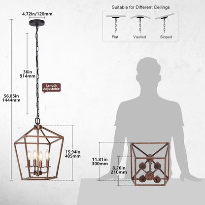 Chandelier for Dining Room, 4-Light Rustic Chandelier Fixtures,