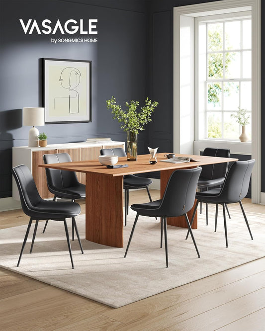 Leather Dining Chairs Set of 2, Comfortable Upholstered Seat Dining