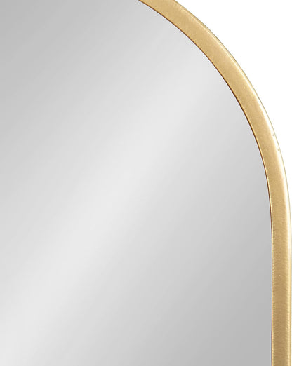 Estero Modern Metal Oval Mirror with Rounded Shelf, 11 X 25, Gold,