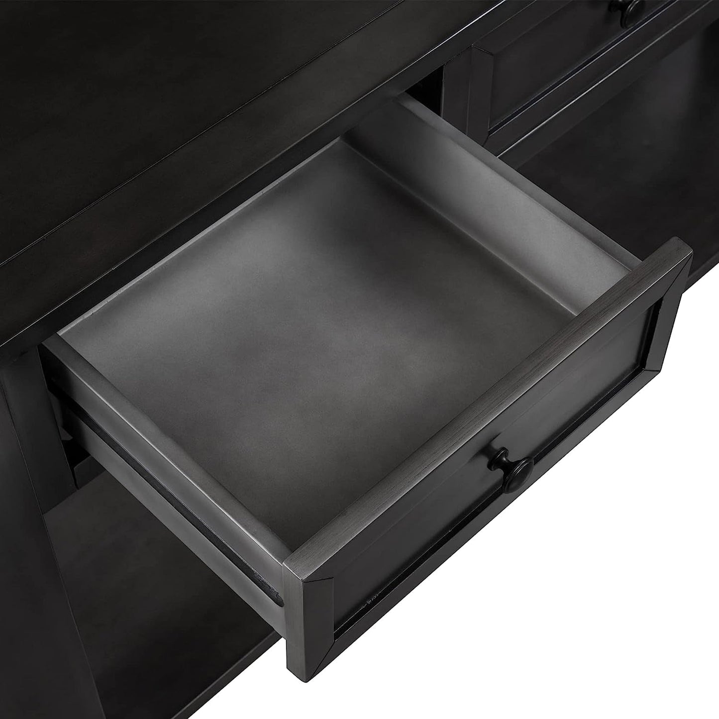 Black Console Table with Drawers and Shelf