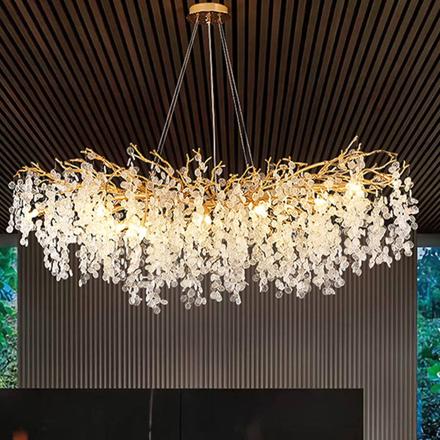 Gold Modern Crystal Chandelier Lighting K9 Crystal round Chandelier Hanging Ceiling Light Fixture 3-Tier Contemporary Crystal Pendant Light for Dining Room Living Room Bedroom