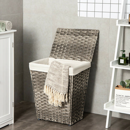 Foldable Handwoven Laundry Basket with Removable Liner