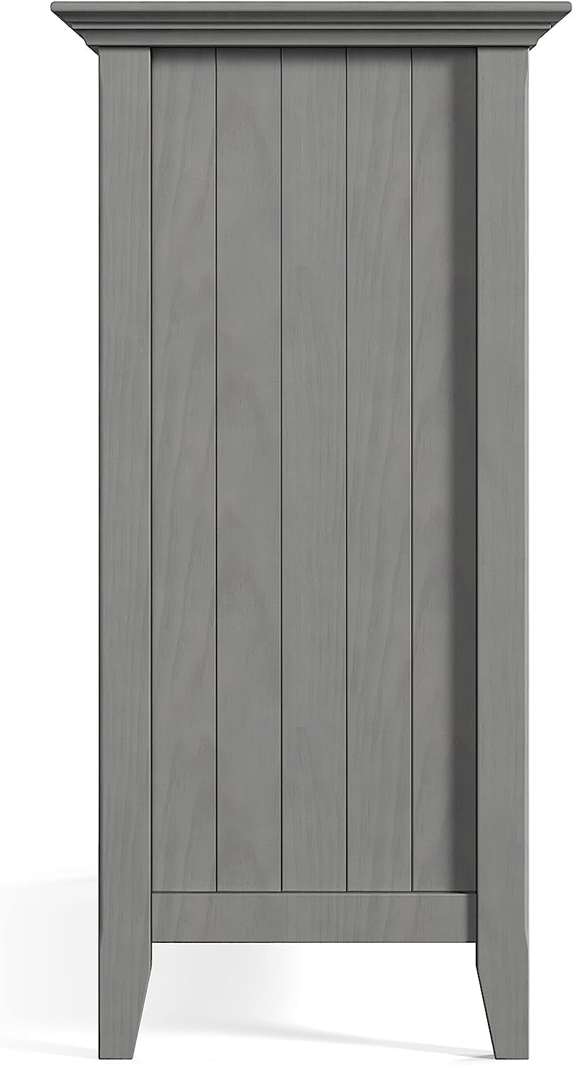 Fog Grey Solid Wood Transitional Sideboard Buffet and Wine Rack