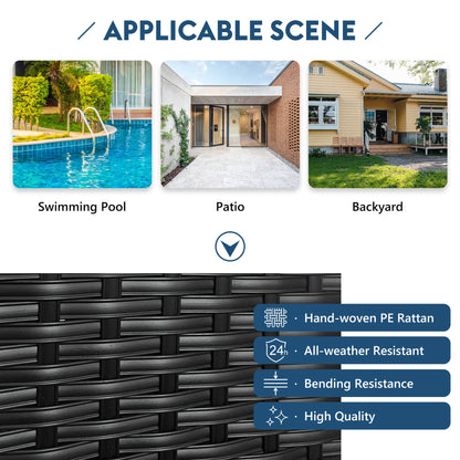 79.9' Outdoor Sunbed with Adjustable Canopy, Double lounge, PE Rattan