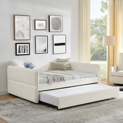 Upholstered Tufted Daybed Sofa Bed with Trundle and Convertible Design