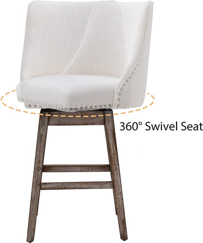 Upholstered Stool Chairs with Back and Wood Legs, Set of 4