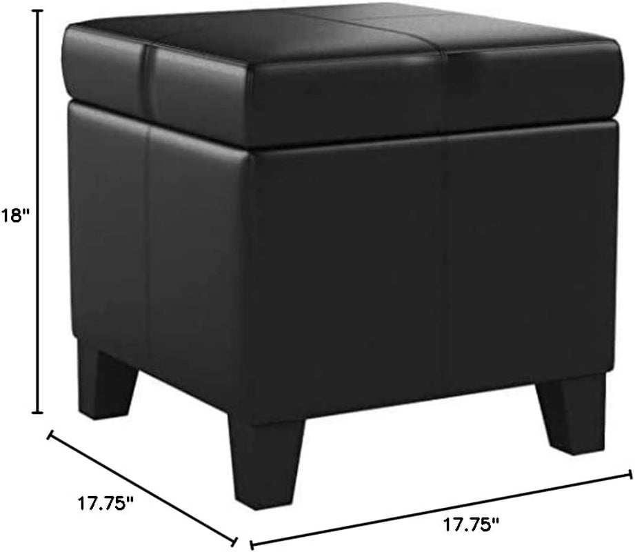Small Black Ottoman with Hidden Storage