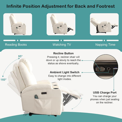 Power Recliner Chair with Heat and Massage for Adults - Home Theater