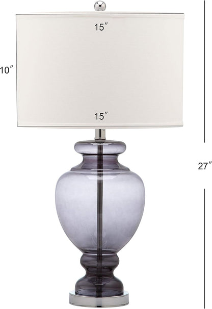 Safavieh Lighting Collection Grey Glass Grey and Off-White Table Lamp, Set of 2