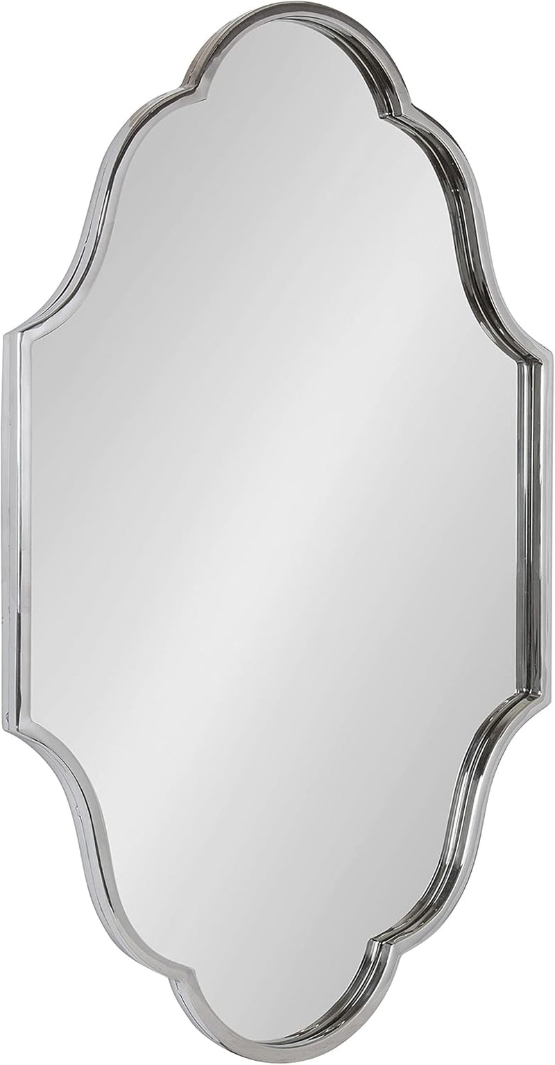 Kate and Laurel Rowla Glam Scalloped Wall Mirror, 23" X 37", Black, Chic, Sophisticated Accent Mirror for Decor or Bathroom Vanity