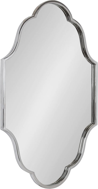 Kate and Laurel Rowla Glam Scalloped Wall Mirror, 23" X 37", Black, Chic, Sophisticated Accent Mirror for Decor or Bathroom Vanity