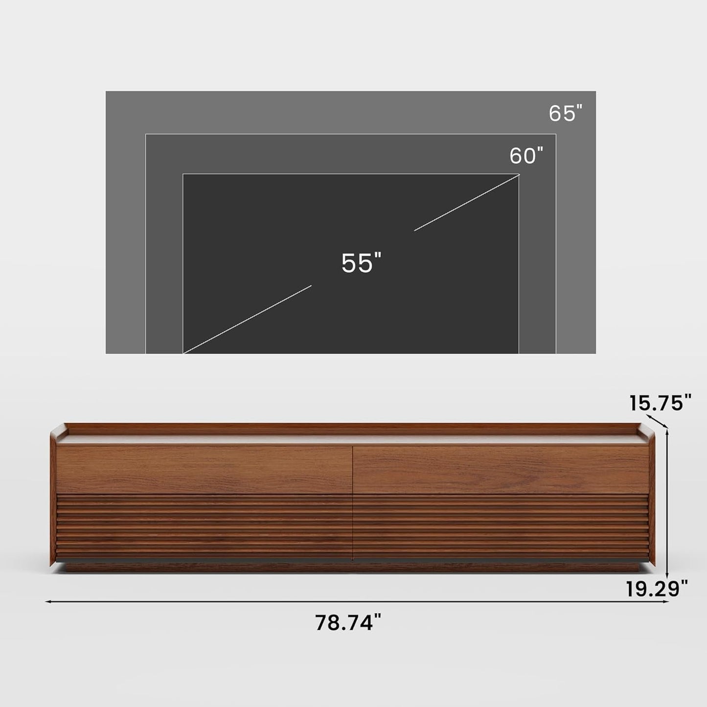 Mid Century Modern TV Stand, 78.74" Entertainment Center with LED