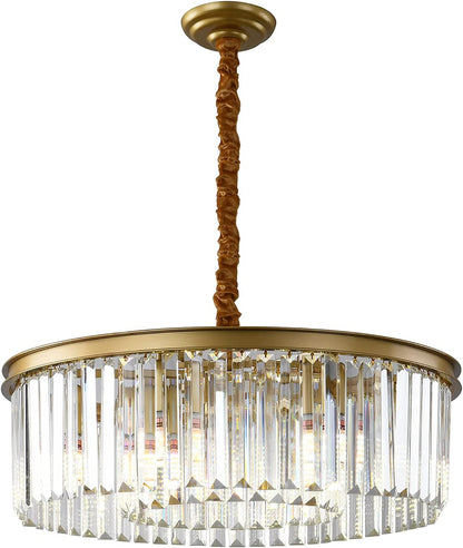 Gold Modern Crystal Chandelier Lighting K9 Crystal round Chandelier Hanging Ceiling Light Fixture 3-Tier Contemporary Crystal Pendant Light for Dining Room Living Room Bedroom