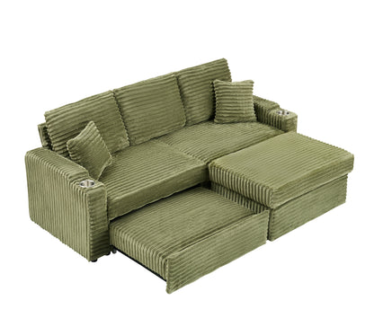 An 80-inch foldable and hidden chaise longue with cup holders, a
