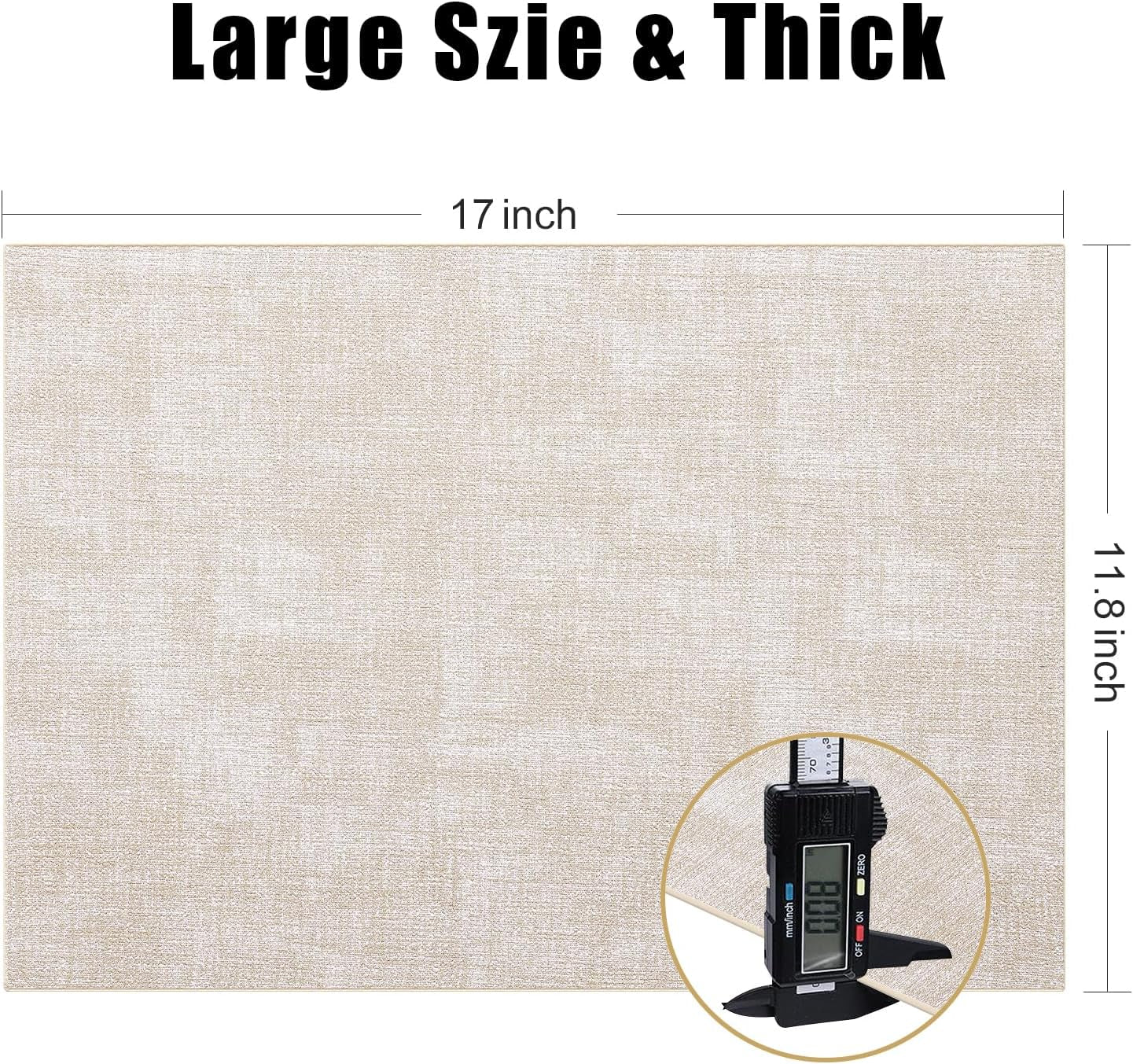 Homaxy Faux Leather Heat Resistant Placemats for Dining Table Set of 6, Waterproof Wipeable Washable PU Table Mats, Easy to Clean Anti-Slip Place Mats, 11.8" X 17", Beige