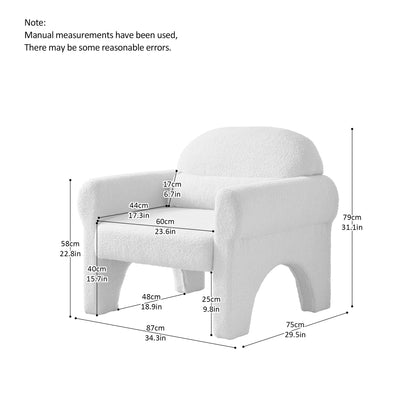 Modern Boucle Accent Chair with Lumbar Pillow for Living Room Seating & Decor