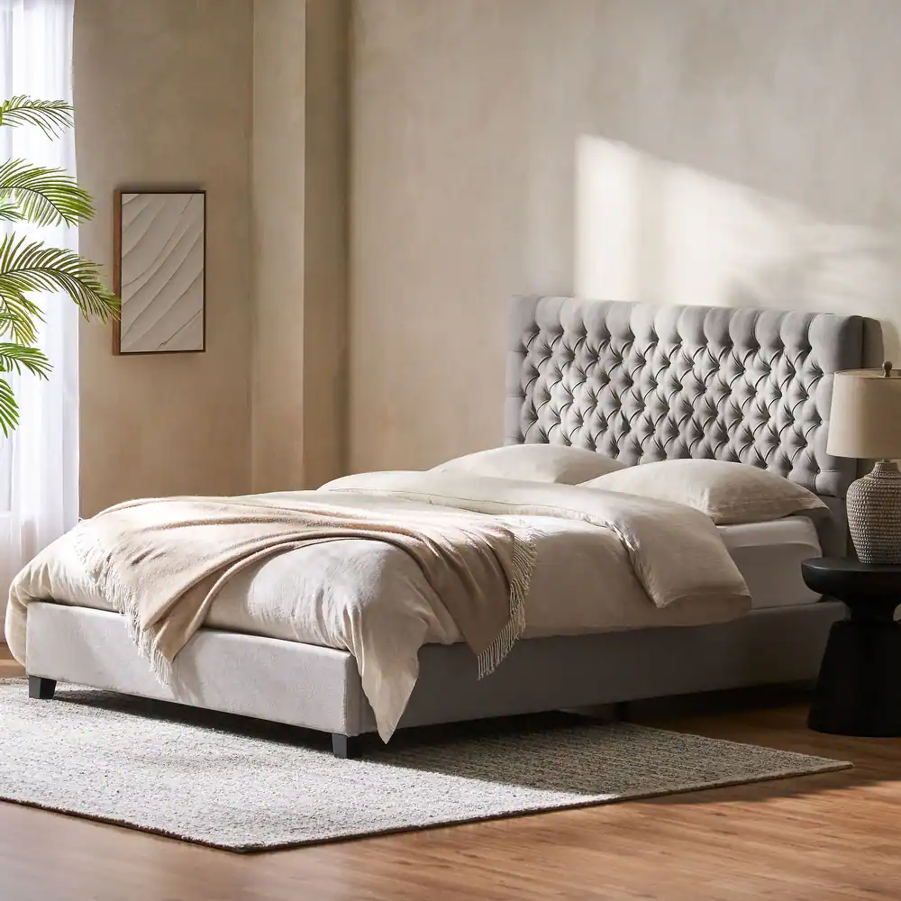 Queen Size Platform Bed Frame, Upholstered Bed with Deep Button Tufted Headboard,Modern Upholstered Platform Bed, Easy Assembly, Queen