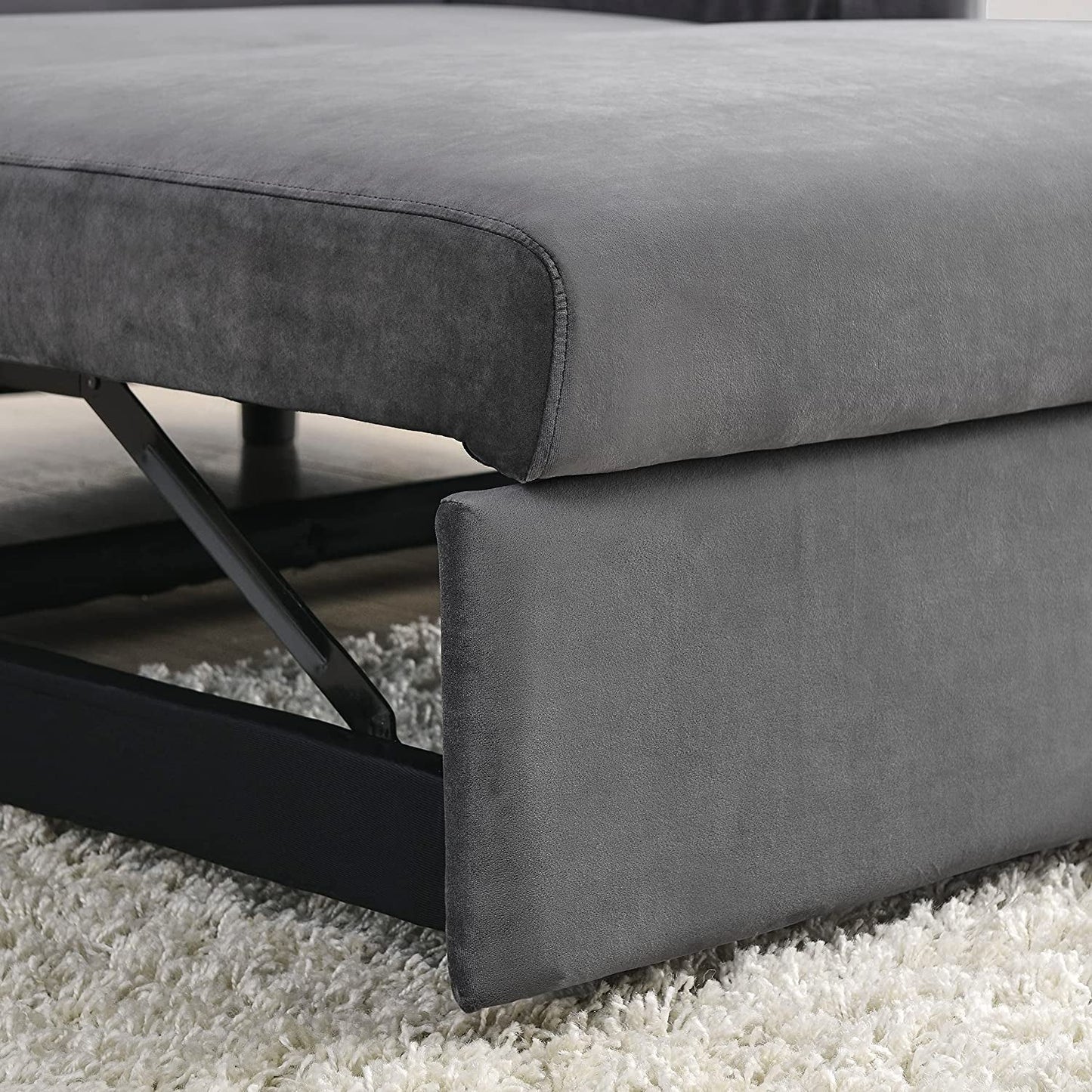 55″ Velvet Convertible Sofa Bed with Adjustable Backrest