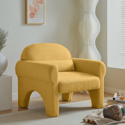 Modern Boucle Accent Chair with Lumbar Pillow for Living Room Seating & Decor