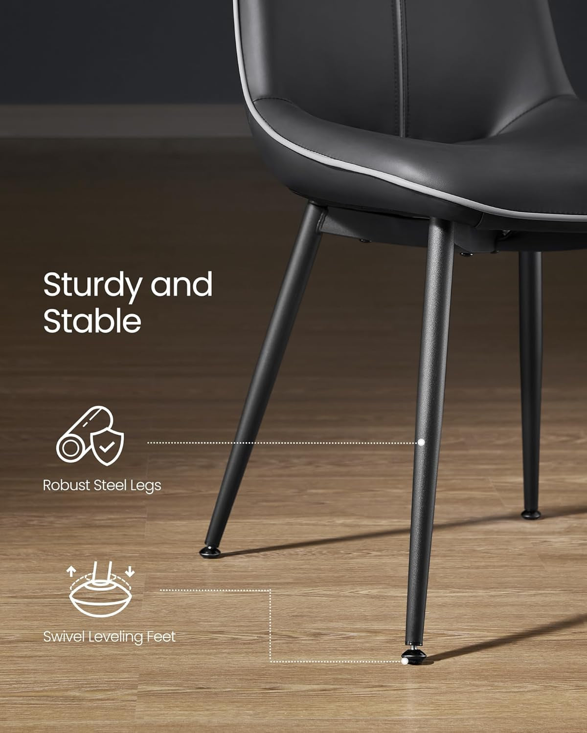 Leather Dining Chairs Set of 2, Comfortable Upholstered Seat Dining