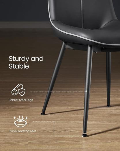 Leather Dining Chairs Set of 2, Comfortable Upholstered Seat Dining