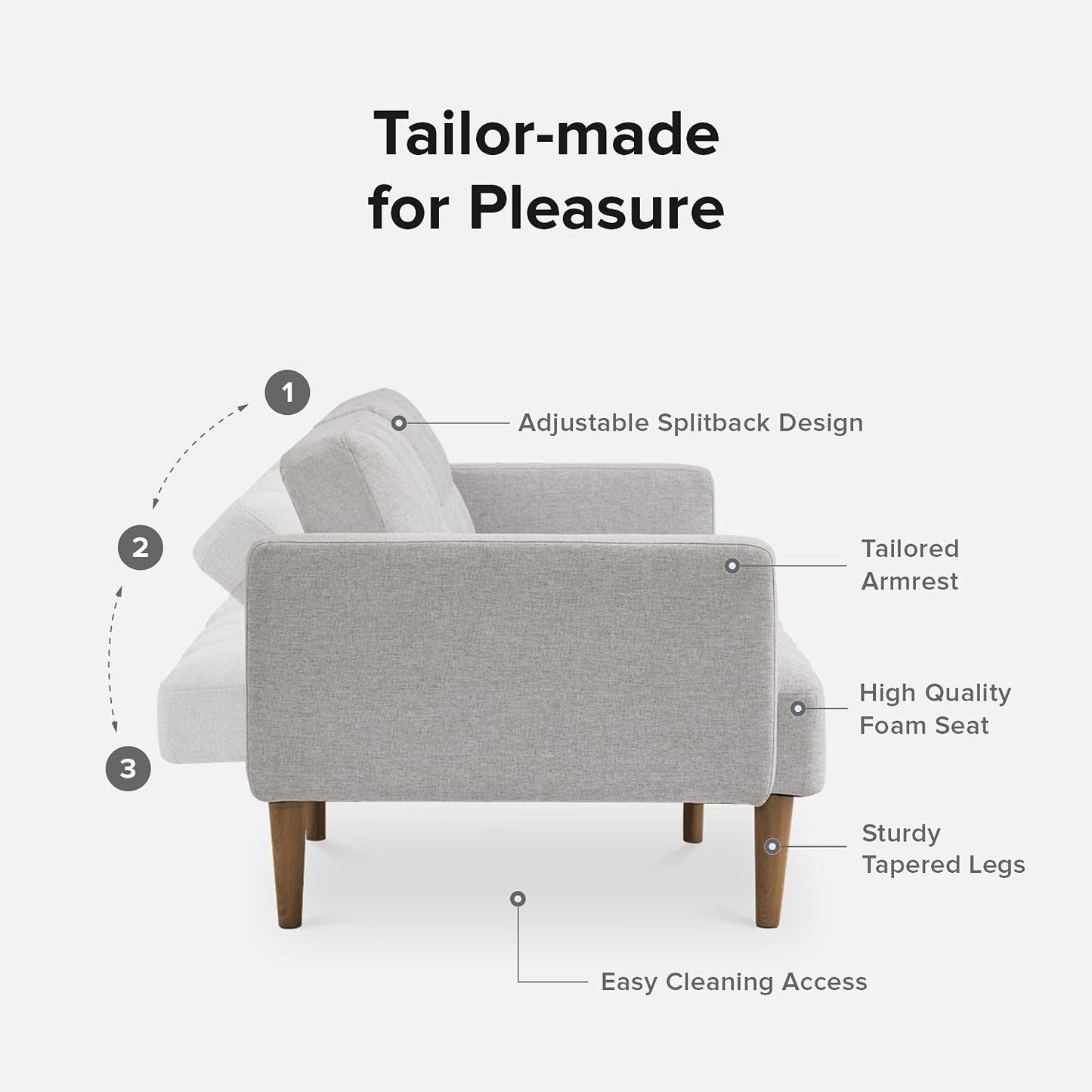 Gray Fabric Twin Futon Sofa Bed with Arms