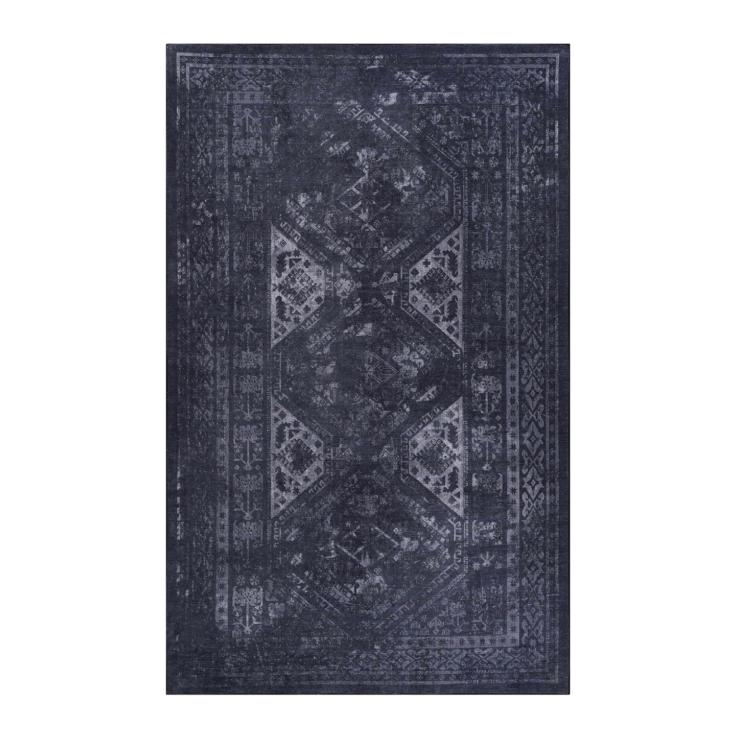 MAVAL Black Washable Rug Collection - Runners and Area Rugs for Home and Entryways