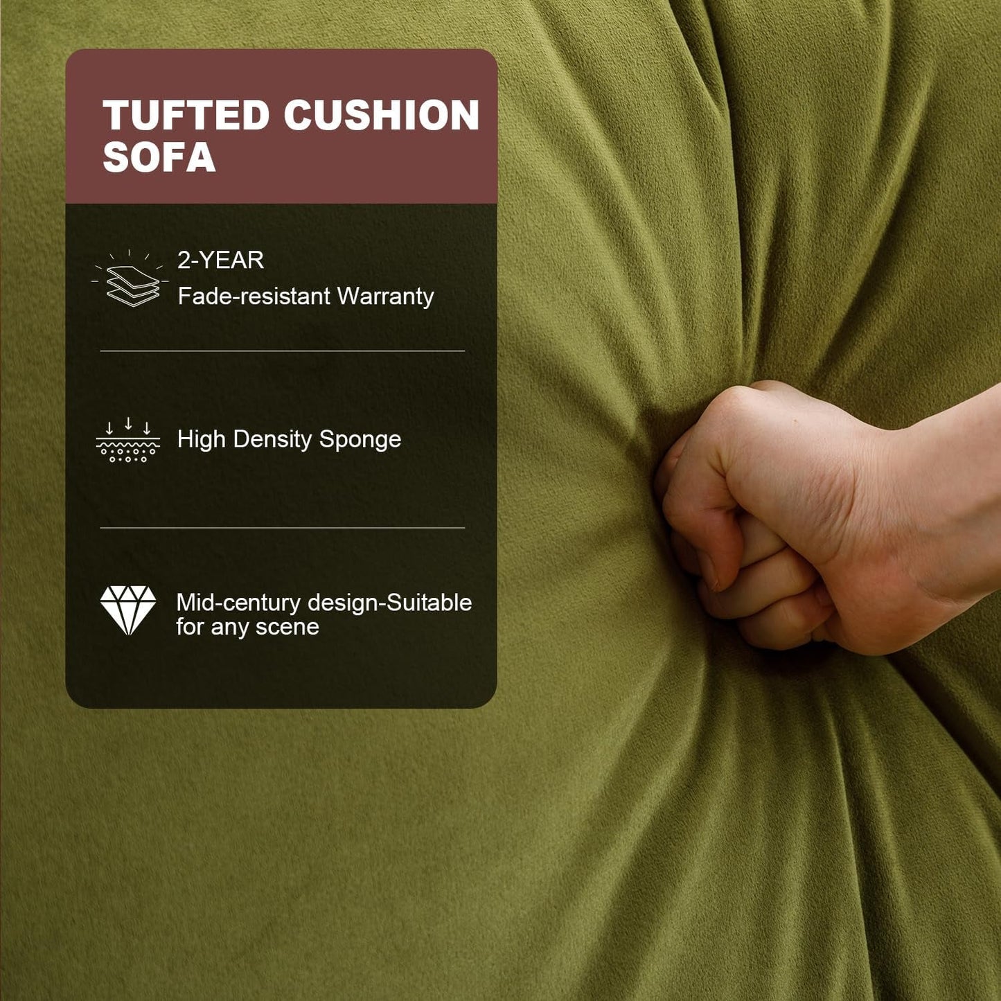 Mid-Century Modern Leather Loveseat (77", Brown)