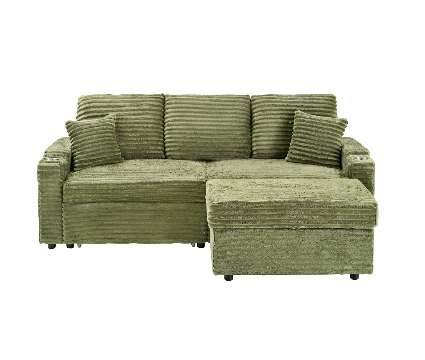 An 80-inch foldable and hidden chaise longue with cup holders, a