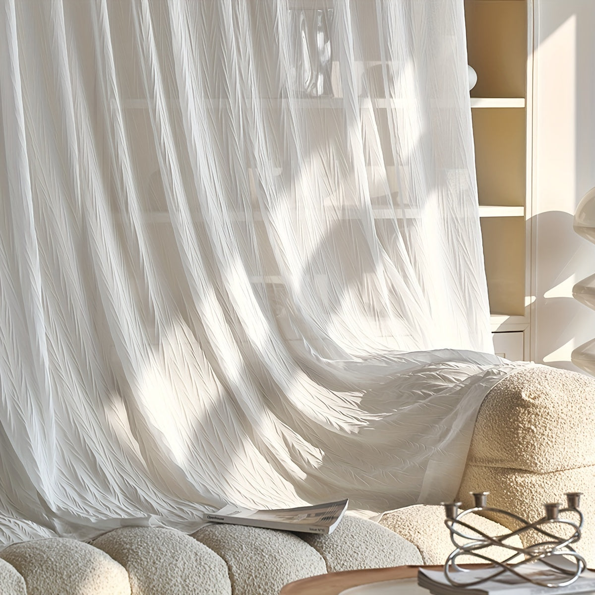 Elegant White Sheer Curtain with Rod Pocket Decor