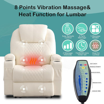 Power Recliner Chair with Heat and Massage for Adults - Home Theater