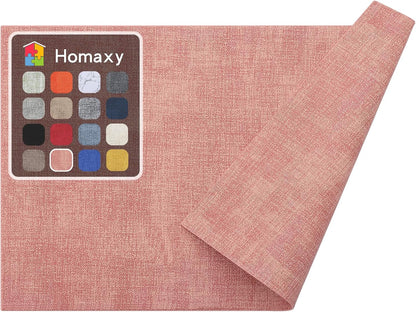 Homaxy Faux Leather Heat Resistant Placemats for Dining Table Set of 6, Waterproof Wipeable Washable PU Table Mats, Easy to Clean Anti-Slip Place Mats, 11.8" X 17", Beige