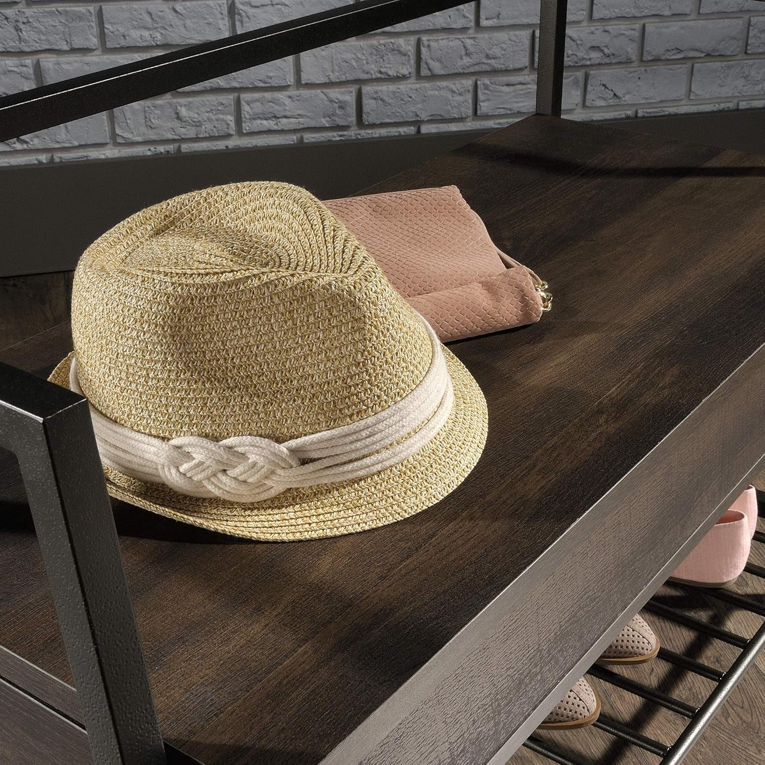 Sauder North Avenue Storage Bench, Smoked Oak Finish