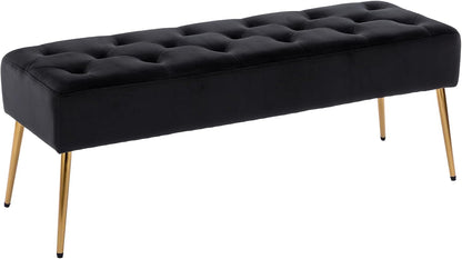 DUHOME Button-Tufted Ottoman Bench, Upholstered Bedroom Benches Footrest Stool Dining Bench Leather Accent Bench for Entryway Dining Room Living Room Bedroom End of Bed, Dark Brown