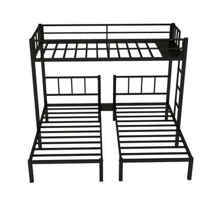Metal Twin Triple Bunk Bed, Twin over Twin over Twin Bunk Bed for 3 Kids, Noise Reduced Structure, Separates into 3 Twin Beds, Black