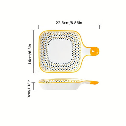 Stylish Ceramic Dinner Plate with Handle  Flower Design