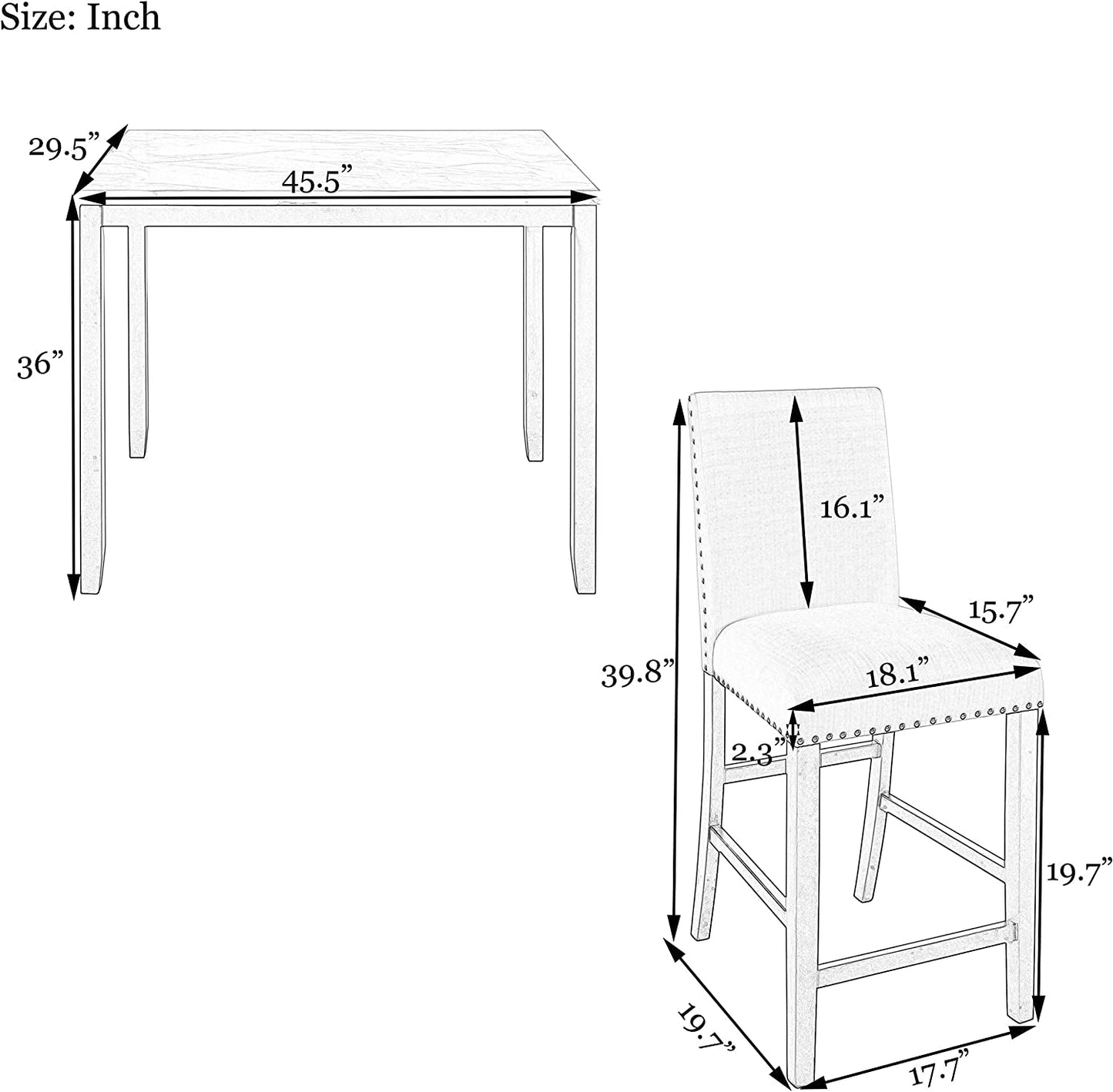 White+Beige Dining Table Set for 4, 5-Piece