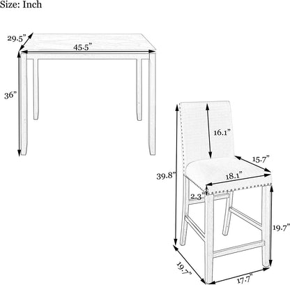 White+Beige Dining Table Set for 4, 5-Piece