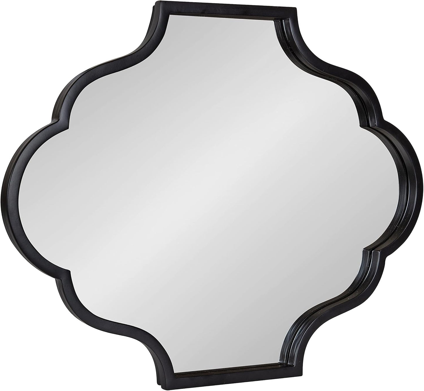 Kate and Laurel Rowla Glam Scalloped Wall Mirror, 23" X 37", Black, Chic, Sophisticated Accent Mirror for Decor or Bathroom Vanity