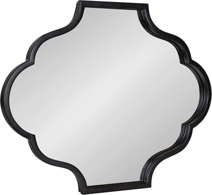 Kate and Laurel Rowla Glam Scalloped Wall Mirror, 23" X 37", Black, Chic, Sophisticated Accent Mirror for Decor or Bathroom Vanity