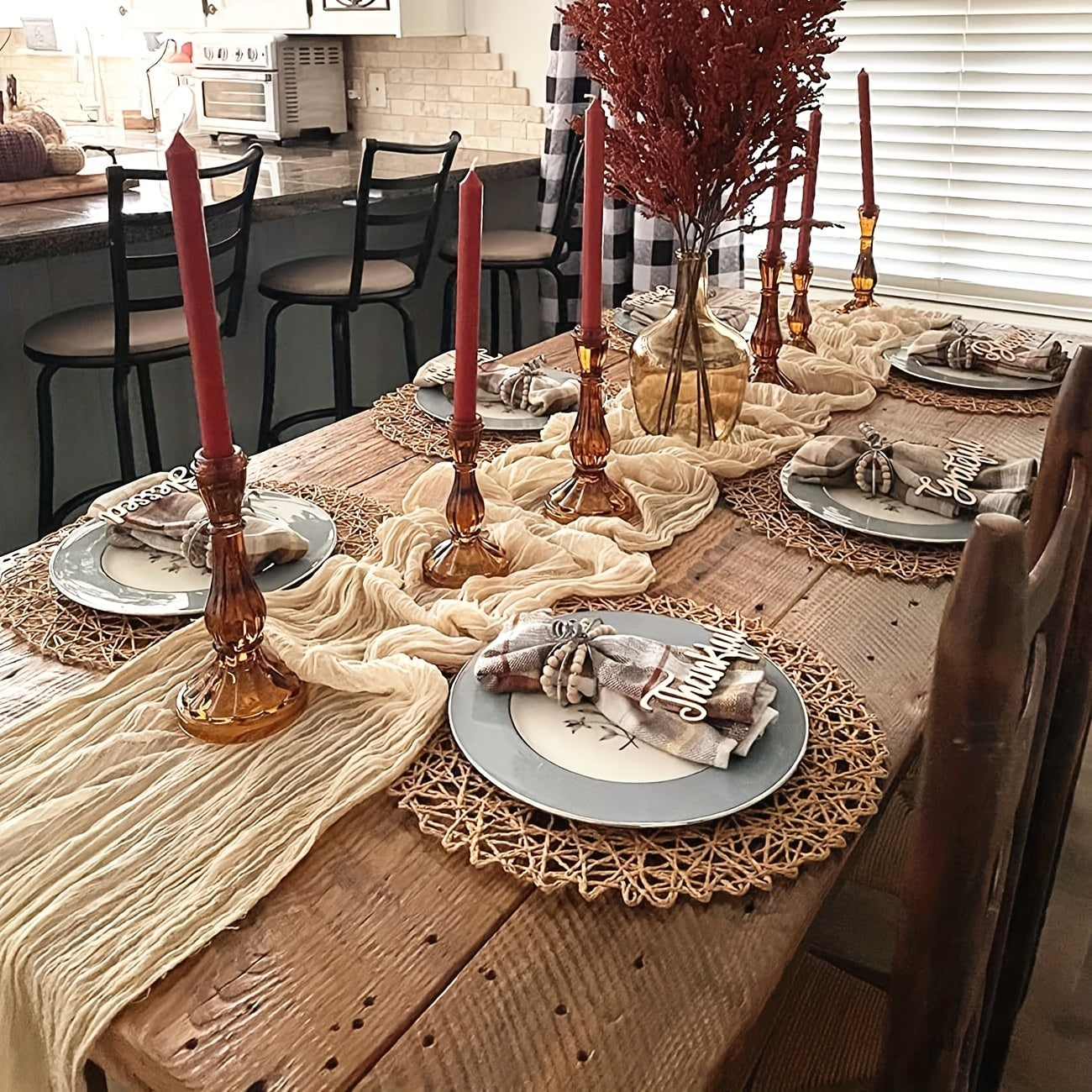 Boho Chic Solid Cheesecloth Table Runner for Events