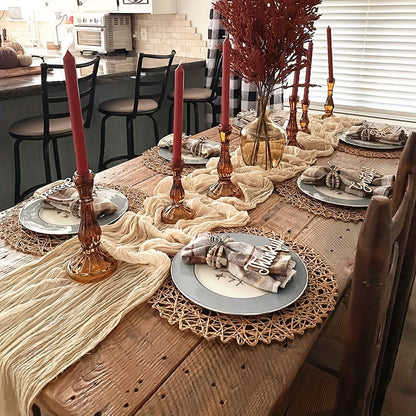 Boho Chic Solid Cheesecloth Table Runner for Events