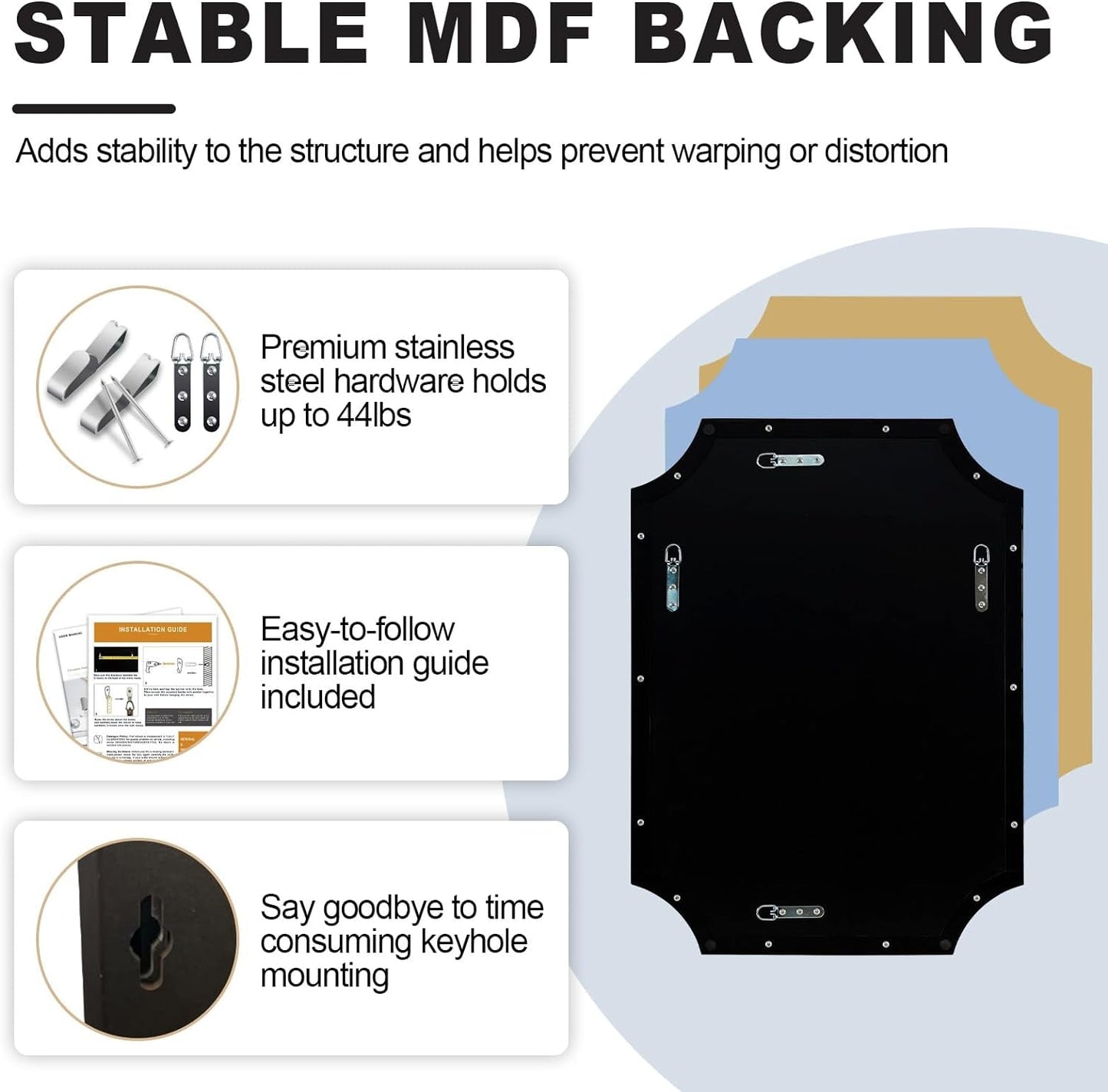 Stainless Steel Frame Black Vanity Mirror, Irregular Wall Mirror,