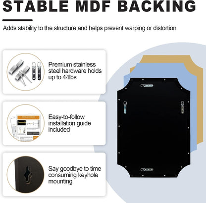 Stainless Steel Frame Black Vanity Mirror, Irregular Wall Mirror,