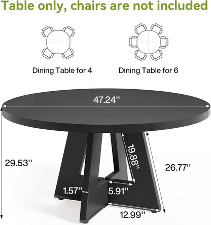 Round Dining Table for 4-6 People, 47 Inches