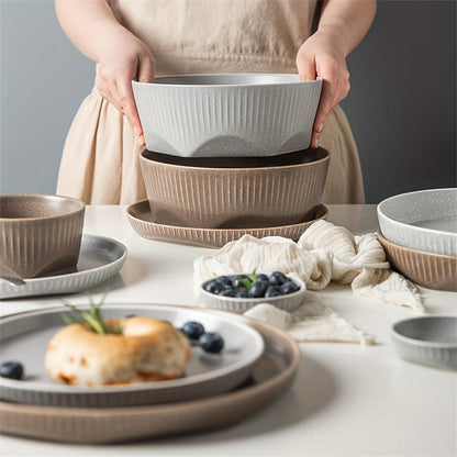Elegant Mist Gray Porcelain Dinner Plate Dishwasher  Microwave Safe
