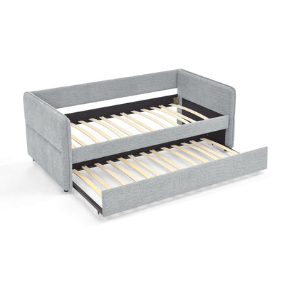 Upholstered Tufted Daybed Sofa Bed with Trundle and Convertible Design