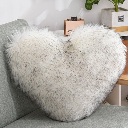Throw Pillows Heart Shape Plush Shaggy Decorative Pillow